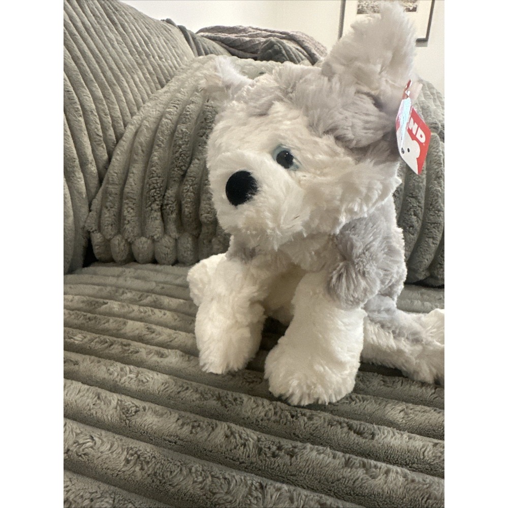 Gund Fair Isle Arctic Dog Fluffy Husky Plush Stuffed Puppy Animal White Gray NWT - Picture 3 of 16